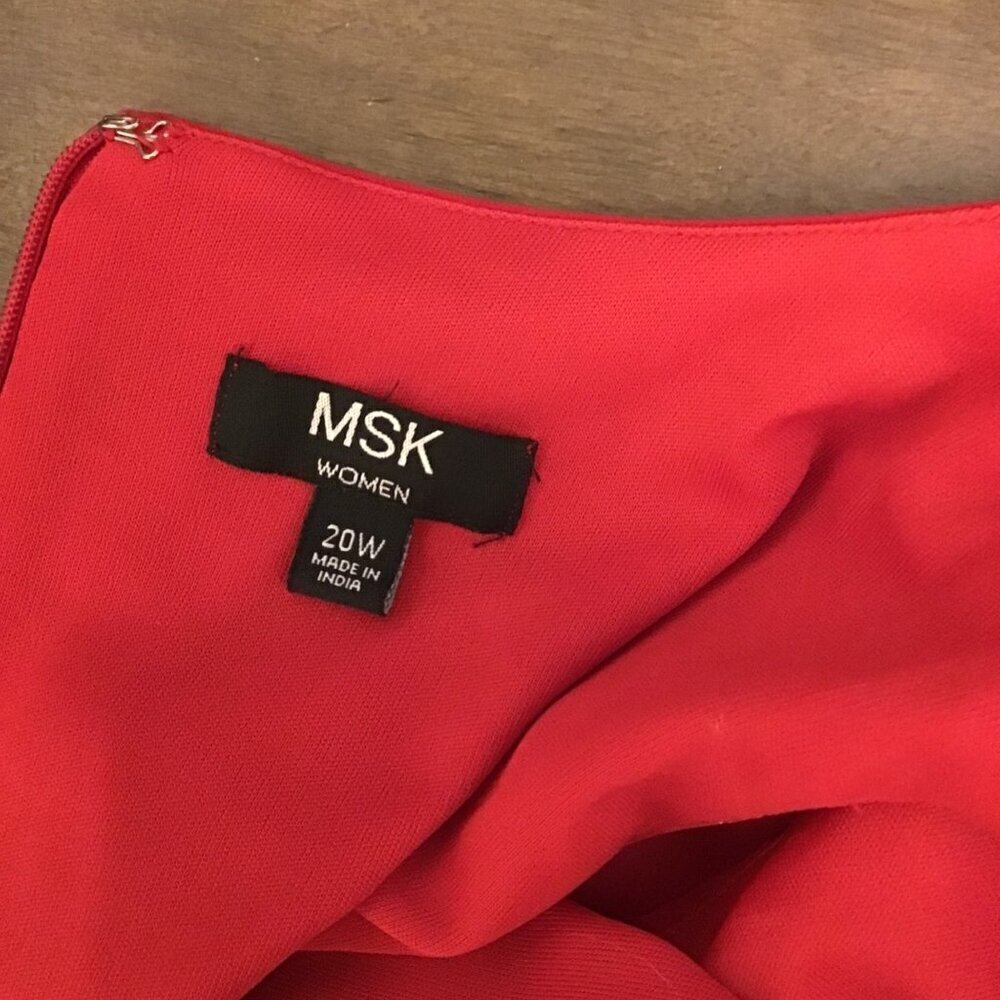 MSK 20W Dress Flowy Chiffon Sleeveless Midi Red Rhinestones Flattering Lined - Picture 12 of 16